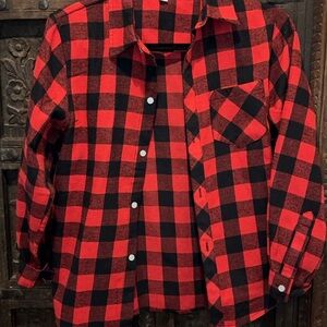 Red and Black Plaid Kids Shirt